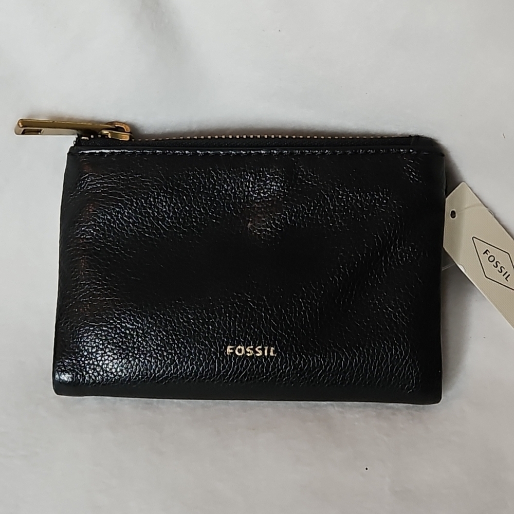 Fossil Lainie Wallet Women’s Pebbled Leather Black Multifunction 5" Credit Card - Picture 3 of 14